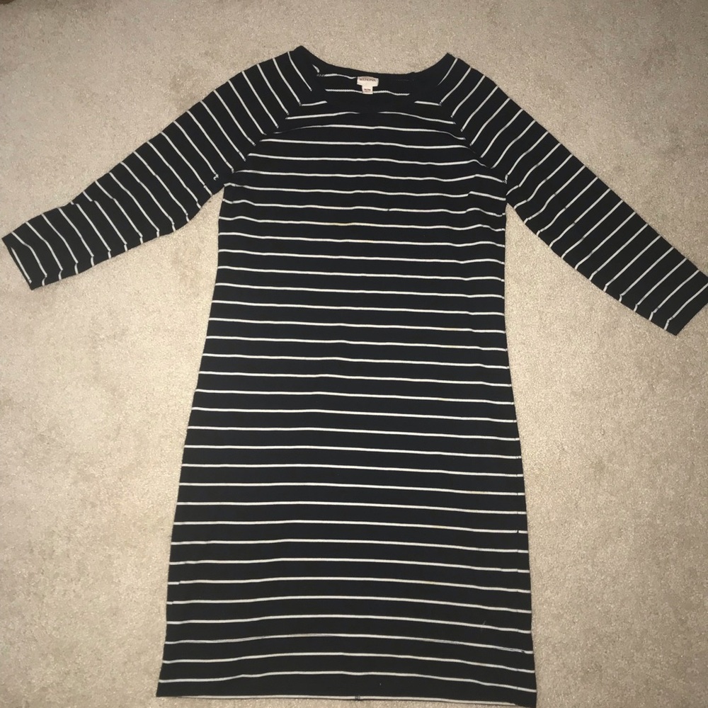 Black and White Striped Knit Dress